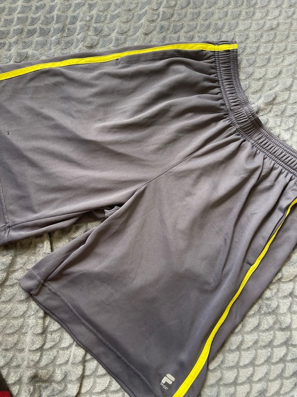 Fila Men's Gray Athletic Shorts with Yellow Piping
